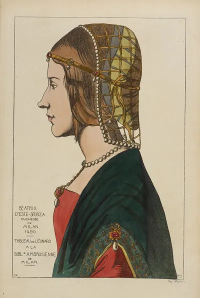 Beatrix Deste Sforza Duchesse De Milan 1490 Tableau De Leonardo A La Bilbliotheque Ambrosienne De Milan