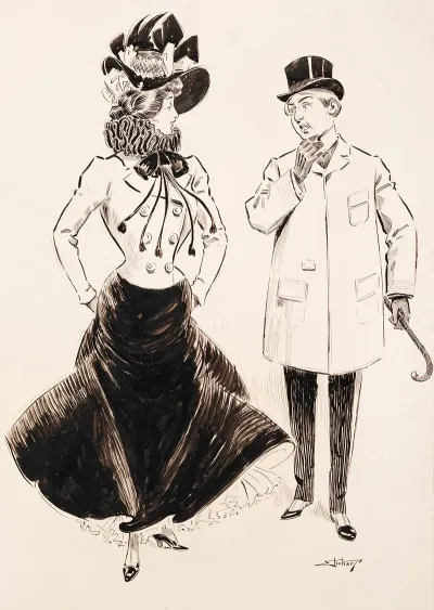 Beautiful Young Lady Confronts A Dyspeptic Young Man