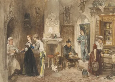 Bedienden Van Een Kasteel In Een Voorvertrek Verenigd