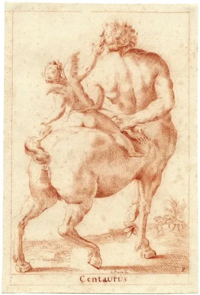 Beeld Van Een Centaur Met Een Amor Op De Rug 2