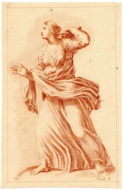 Beeld Van Een Vrouw Naar Links Lopend
