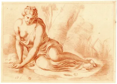 Beeld Van Op De Grond Zittende Vrouw