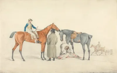 Before The Start Jockey On Racehorse Receiving Triners Instructions