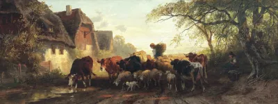 Begegnung Auf Der Dorfstrase