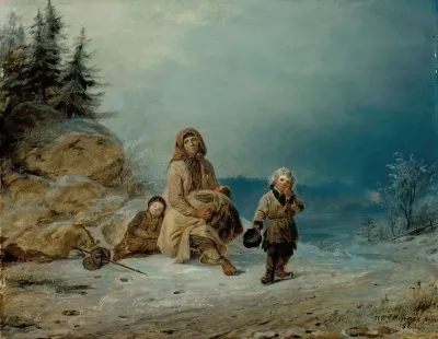 Beggar Family On The Road