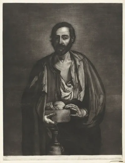 Beggar Philosopher With Wooden Bowl And Wine Bottle