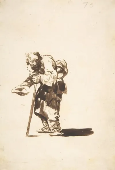 Beggar With A Staff In His Left Hand