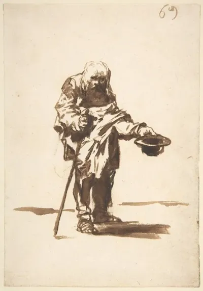 Beggar With A Staff In His Right Hand