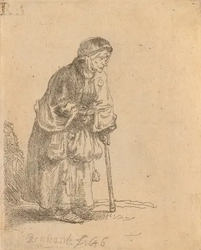 Beggar Woman Leaning On A Stick 2