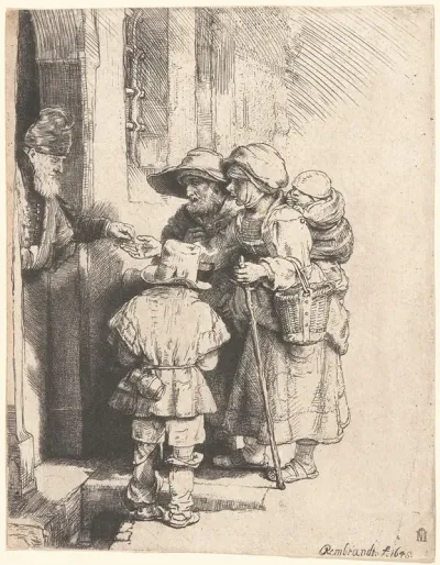 Beggars Receiving Alms At The Door Of A House