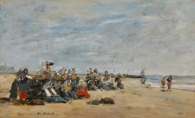Berck Groupe De Pecheuses Assises Sur La Greve