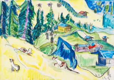 Bergalp Mit Hutten Und Katzen