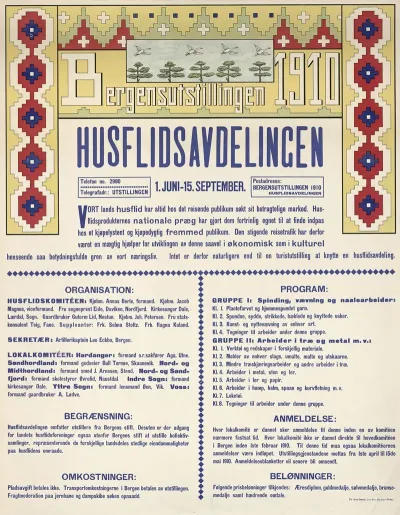 Bergensutstillingen 1910 Husflidsavdelingen 1 Juni 15 September Trykkeri