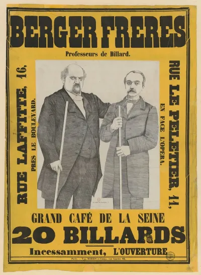 Berger Freres Professeurs De Billard Rue Le Pelletier En Face Lopera Grand Cafe De La Seine 20 Billards
