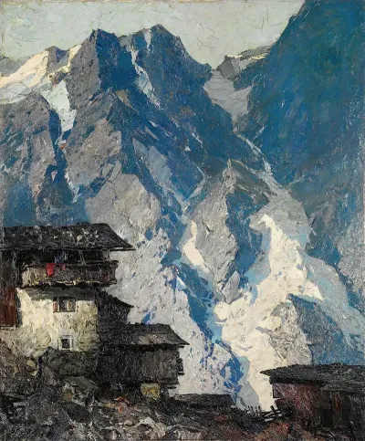 Berghof Vor Gletscherlandschaft