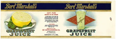 Bert Marshalls Grapefruit Juice Label
