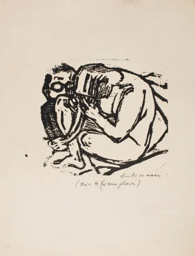 Bespectacled Man And Naked Woman Combing Her Hair