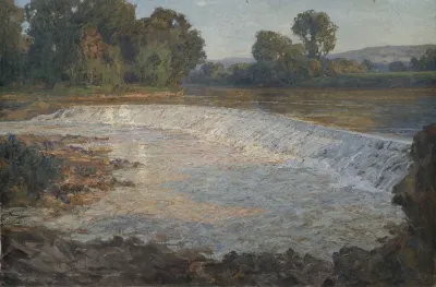 Bewaldete Landschaft Mit Neckarwehr