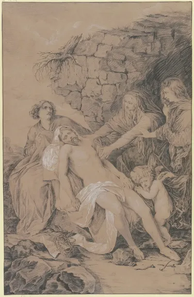 Beweinung Christi Mit Maria Johannes Maria Magdalena Und Einem Engel