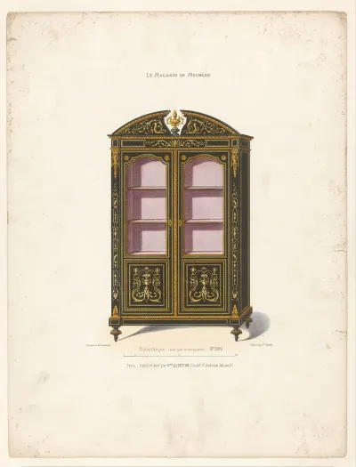 Bibliotheque Bois Noir Et Marqueterie