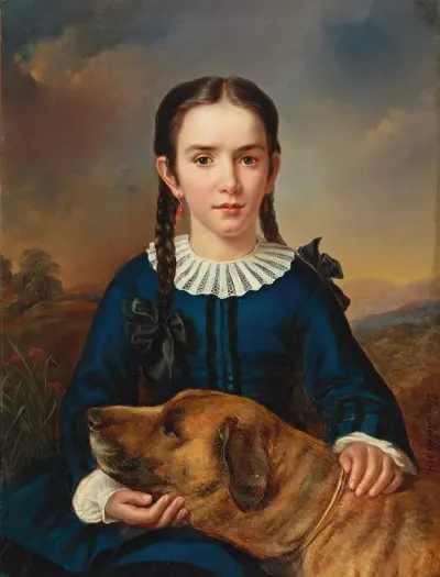 Bildnis Der Baroness Trent Turcati Mit Hund