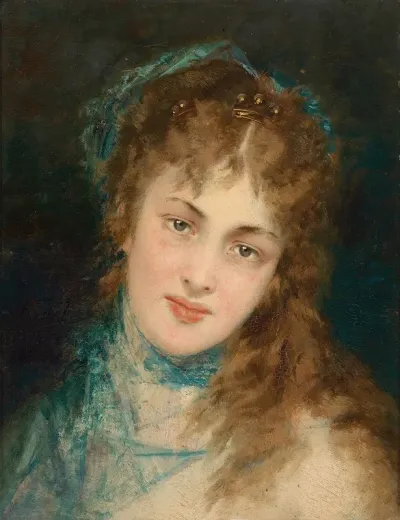 Bildnis Einer Dame Mit Blauem Tuch