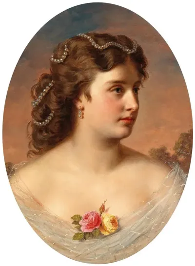 Bildnis Einer Dame Mit Rosen Am Dekollete