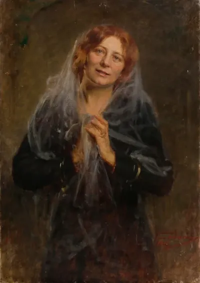 Bildnis Einer Dame Mit Schleier Die Gattin Des Kunstlers