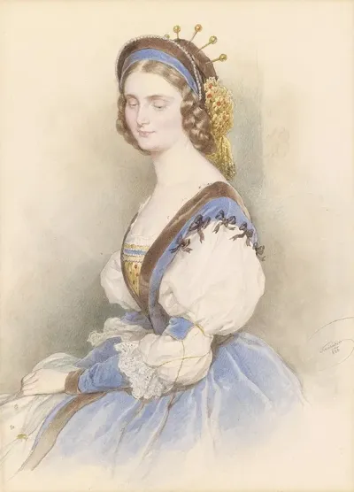 Bildnis Einer Jungen Dame In Blauem Kleid