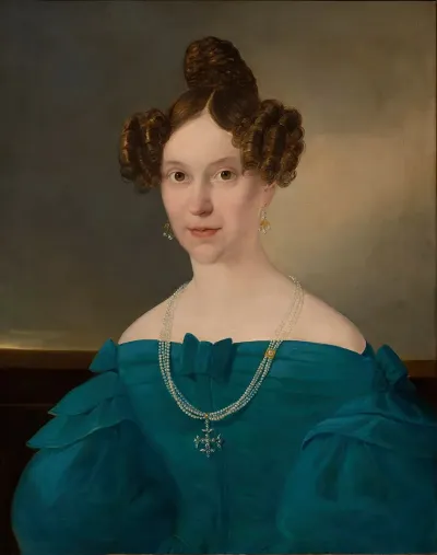 Bildnis Einer Jungen Frau In Blauem Kleid