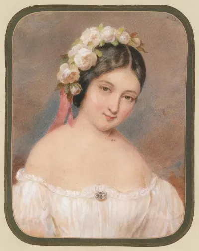 Bildnis Eines Frauleins Mit Weisen Rosen Im Haar