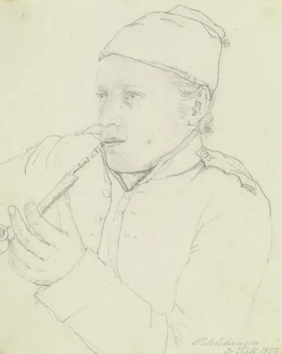 Bildnis Eines Rauchenden Bayerischen Soldaten Einem Reisegefahrten Des Kunstlers