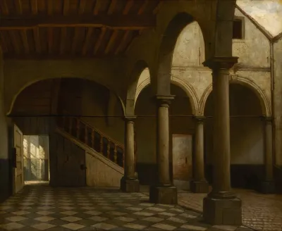 Binnenkoer Van Een Herenhuis Met Zuilengalerij