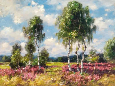Birches In A Heath Landscape Viktring Carinthia