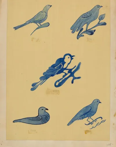Bird Decorations On Stoneware