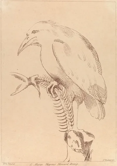 Bird Holding Fish Skeleton