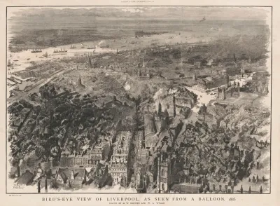 Birds Eye View Of Liverpool As Seen From A Balloon 1885