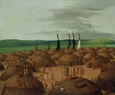 Birds Eye View Of The Mandan Village 1800 Miles Above St Louis