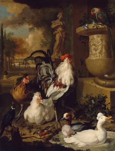 Birds With Urn In A Landscape