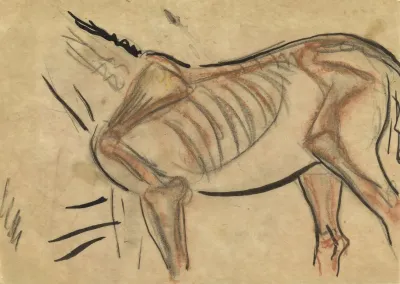 Blad Met Schets Van Een Paard