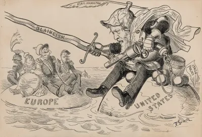 Blaine Ridiculed For His Aggressive Foreign Policy And His Bumptious Attitude Toward Europe During His Presidential Campaign