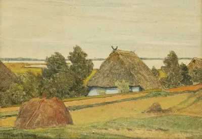 Blaues Haus Mit Blick Auf Den Bodden