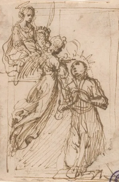 Blessed Stanislaus Kostka Receiving Communion From The Angels Assisted By Saint Barbara