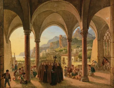 Blick Auf Amalfi Aus Der Vorhalle Des Doms