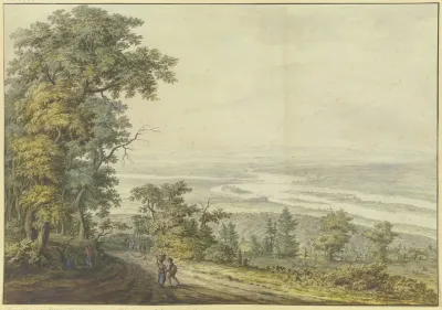Blick Auf Das Rheintal Von Der Hohen Wurzel Zwischen Wiesbaden Und Bad Schwalbach Aus Mit Staffagefiguren