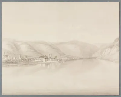 Blick Auf Den Rhein Mit Der Stadt Boppard