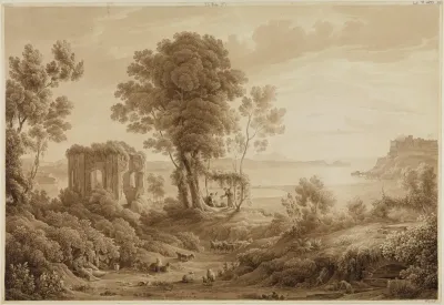 Blick Auf Den Vesuv Und Das Kastell Von Bajae