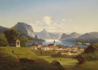Blick Auf Gmunden Mit Schloss Orth