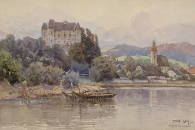 Blick Auf Grein An Der Donau
