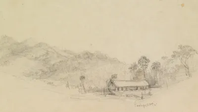 Blick Auf Haus Und Hof Im Hintergrund Bewaldeter Anstieg